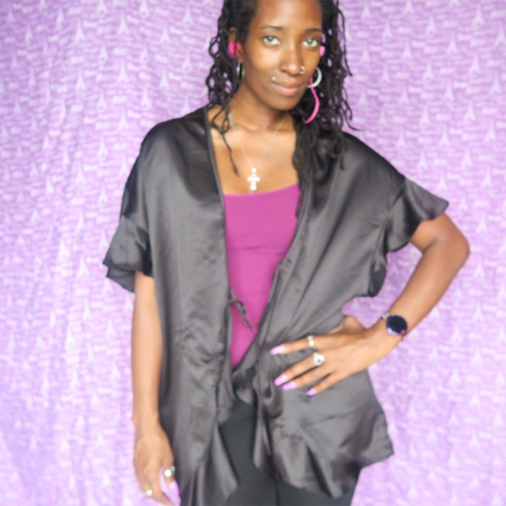 Victoria's secret flutter sleeve robe kimono in black size one size fits all OS.